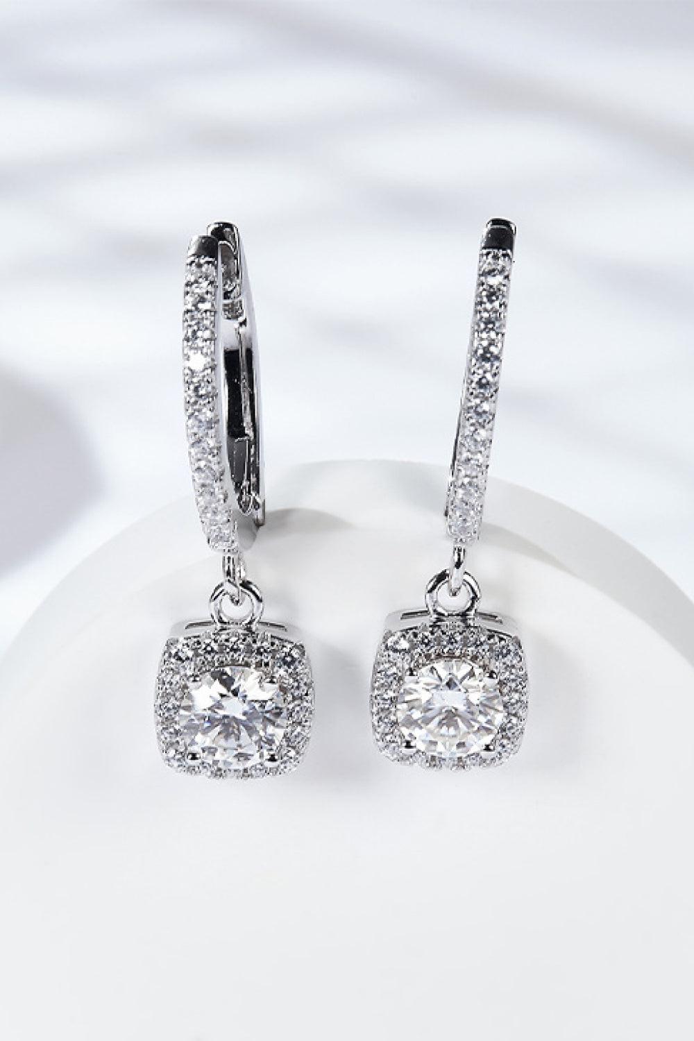 Moissanite Huggie Drop Earrings BLUE ZONE PLANET