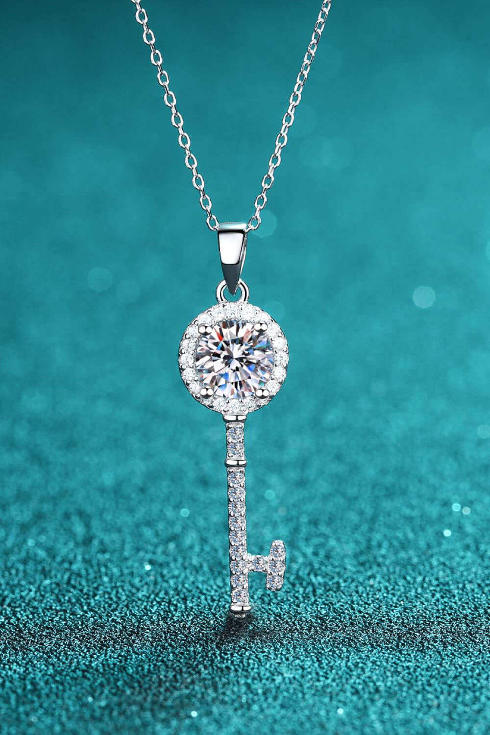 Moissanite Key Pendant Necklace BLUE ZONE PLANET