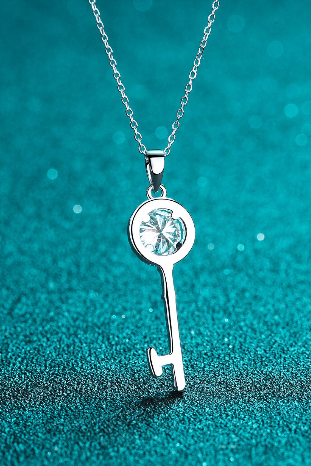 Moissanite Key Pendant Necklace BLUE ZONE PLANET