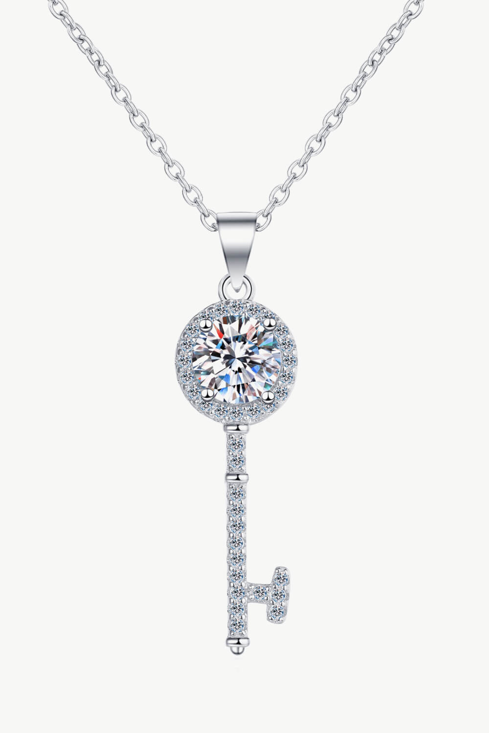 Moissanite Key Pendant Necklace BLUE ZONE PLANET