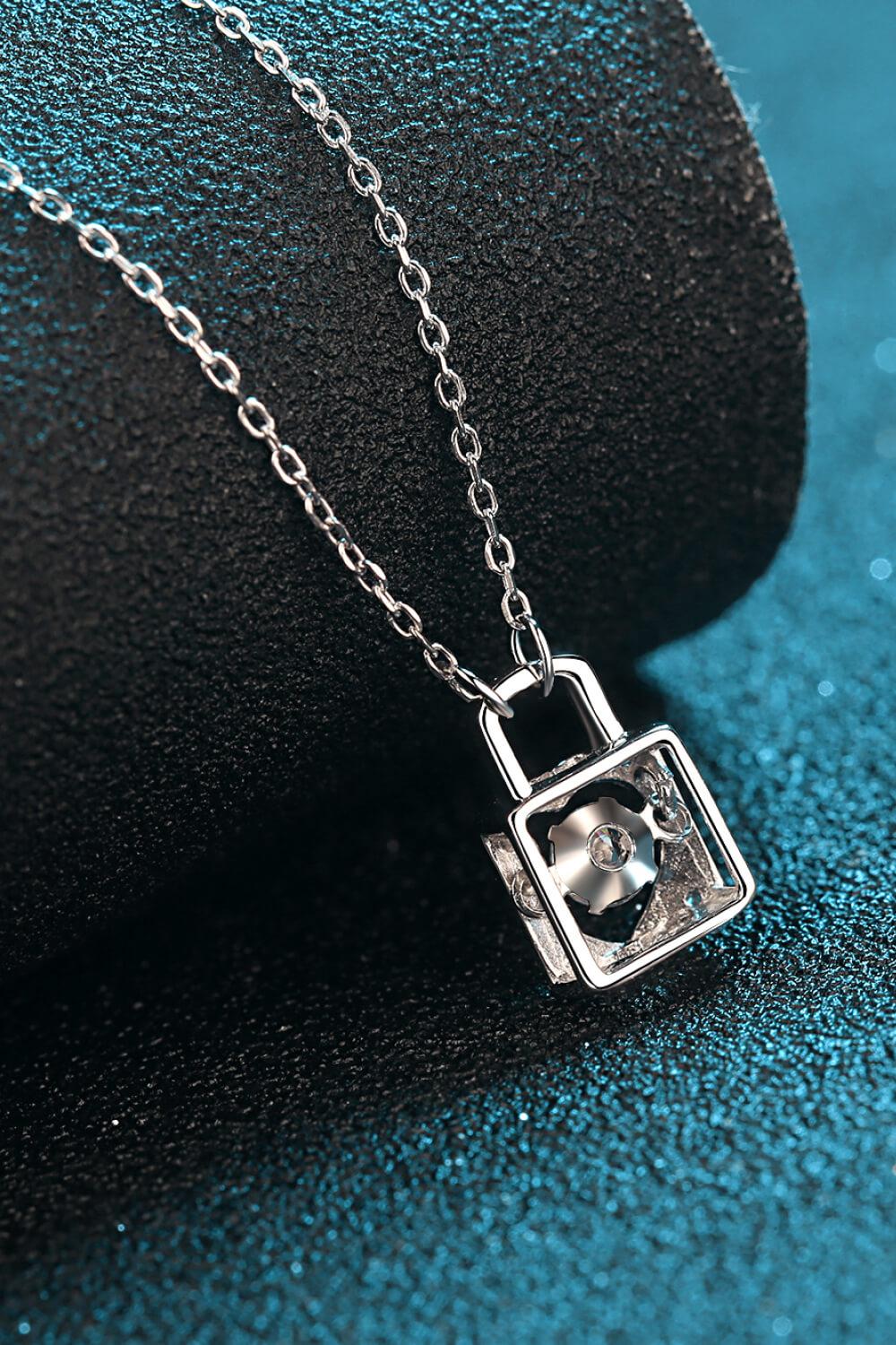 Moissanite Lock Pendant Necklace BLUE ZONE PLANET