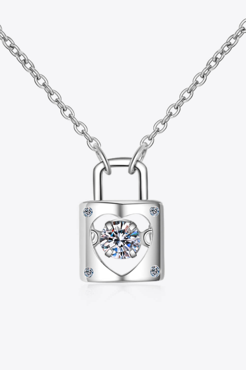 Moissanite Lock Pendant Necklace BLUE ZONE PLANET
