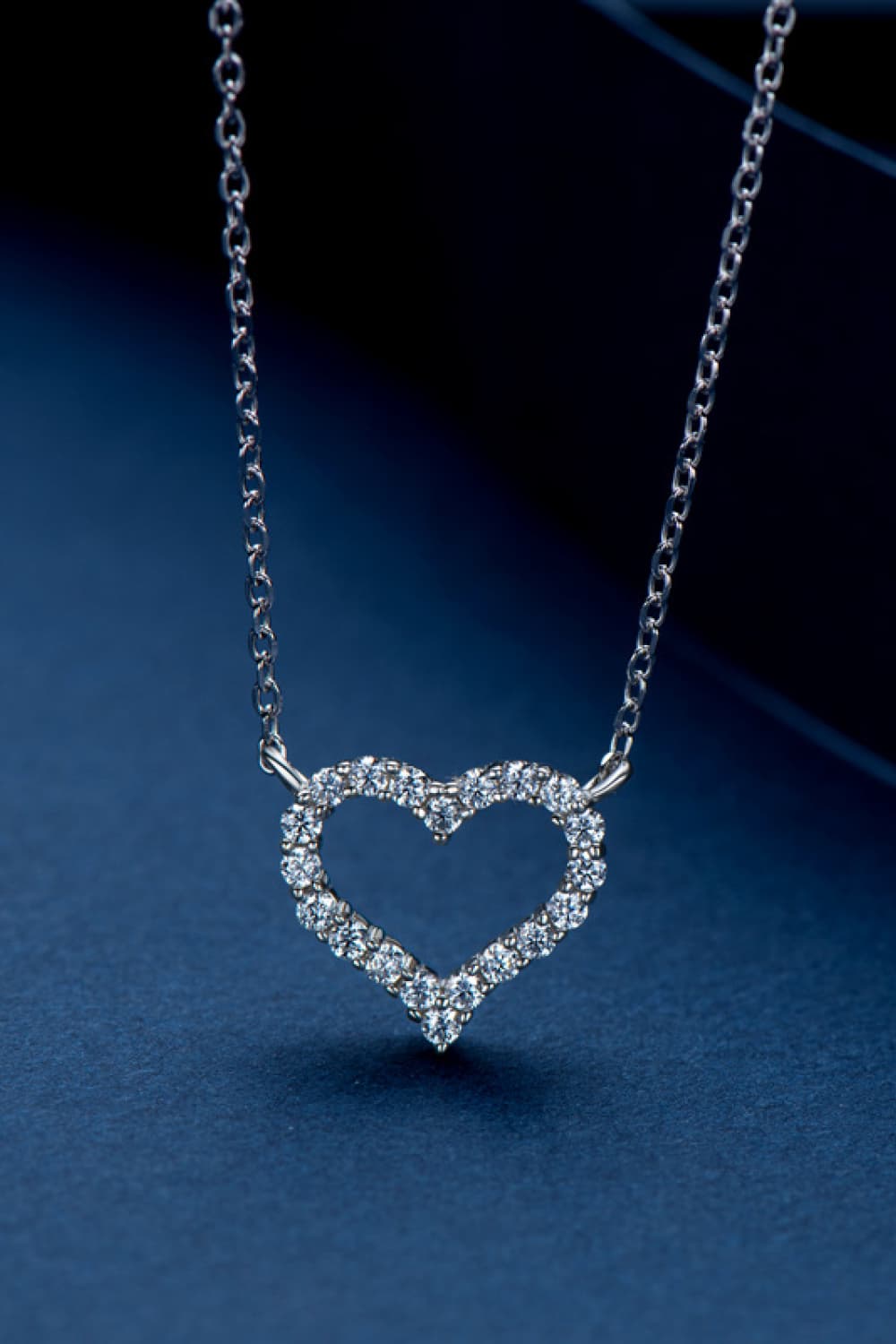 Moissanite Platinum-Plated Heart Necklace BLUE ZONE PLANET