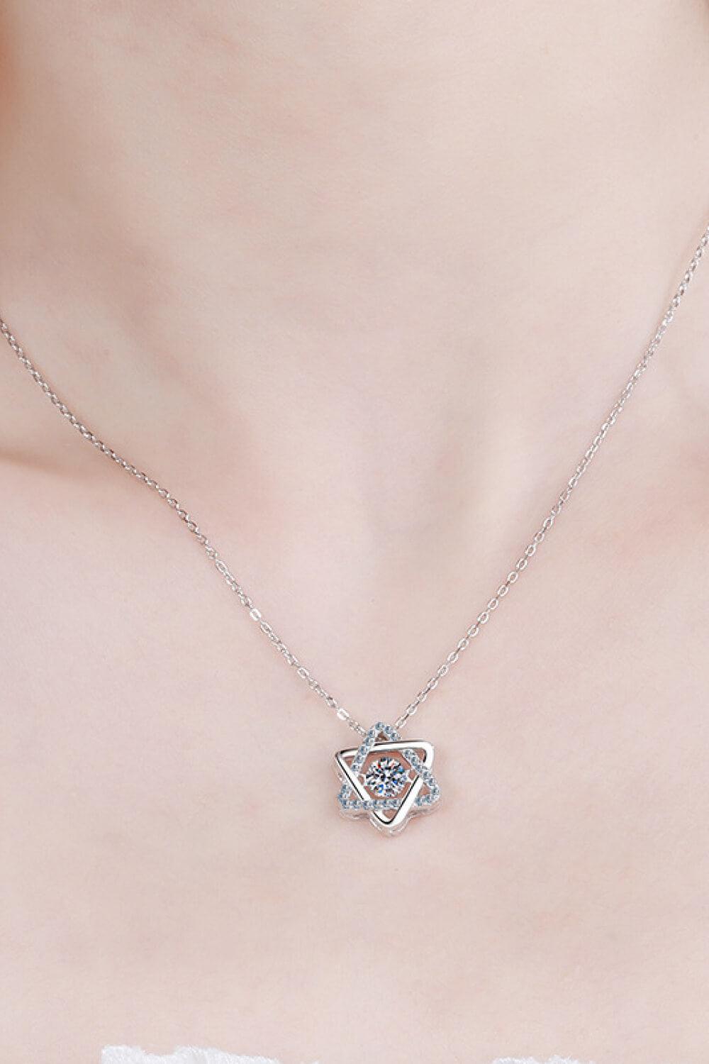 Moissanite Rhodium-Plated Chain-Link Necklace BLUE ZONE PLANET
