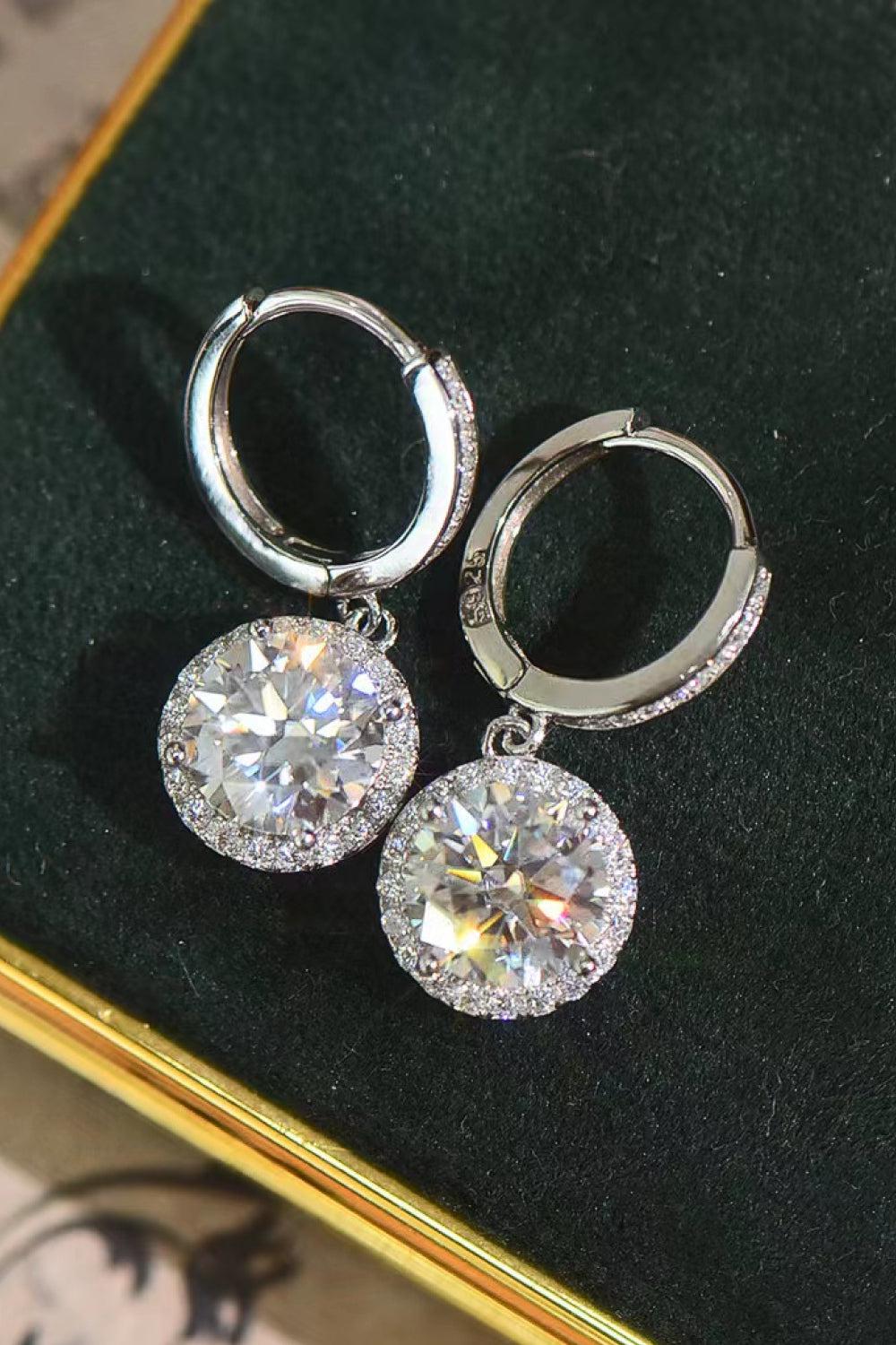 Moissanite Round Drop Earrings BLUE ZONE PLANET