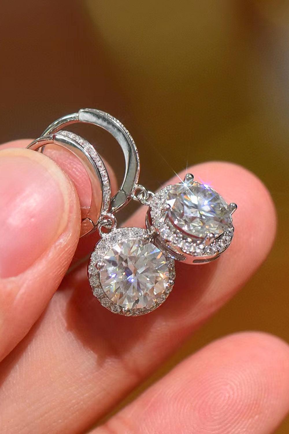 Moissanite Round Drop Earrings BLUE ZONE PLANET