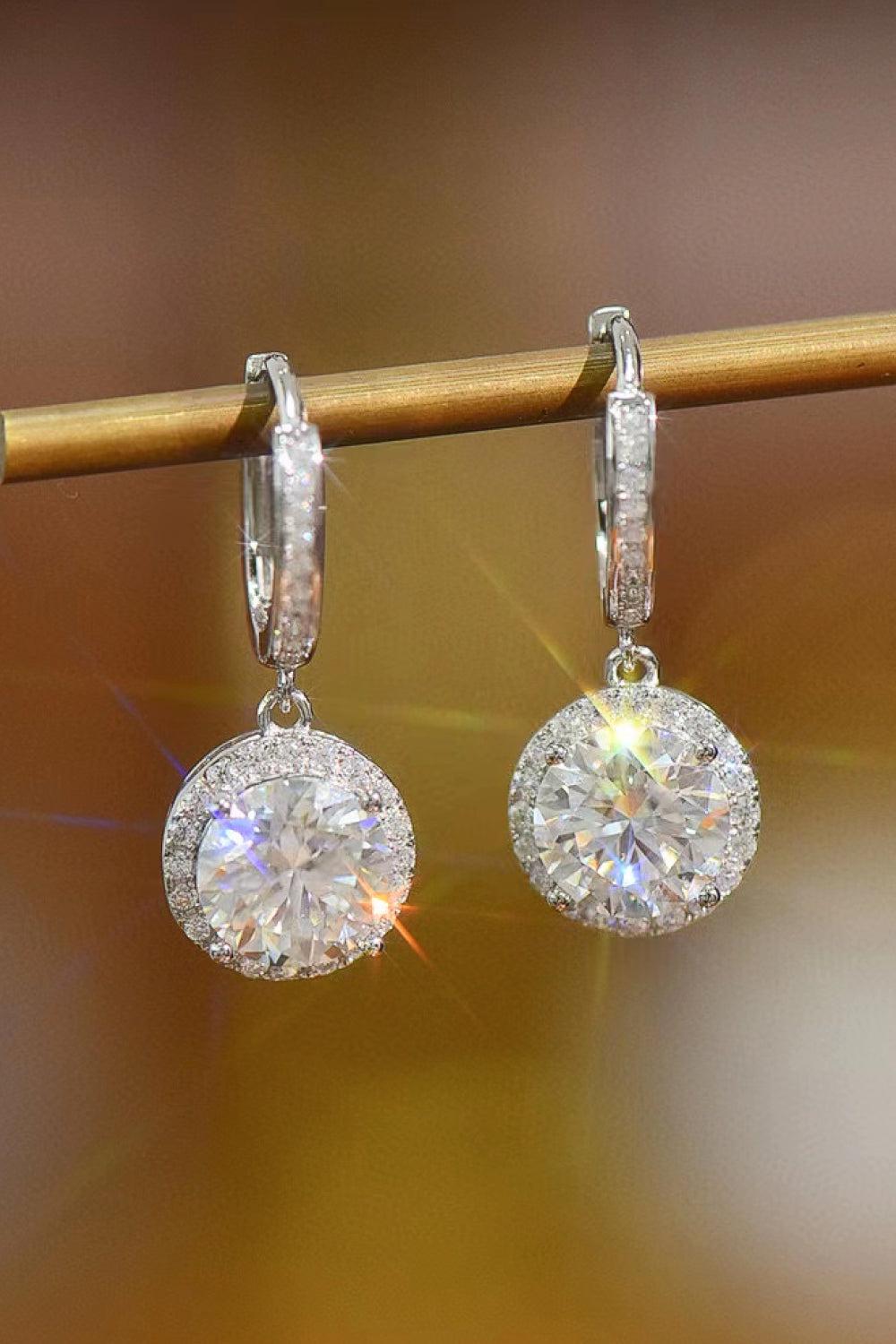 Moissanite Round Drop Earrings BLUE ZONE PLANET
