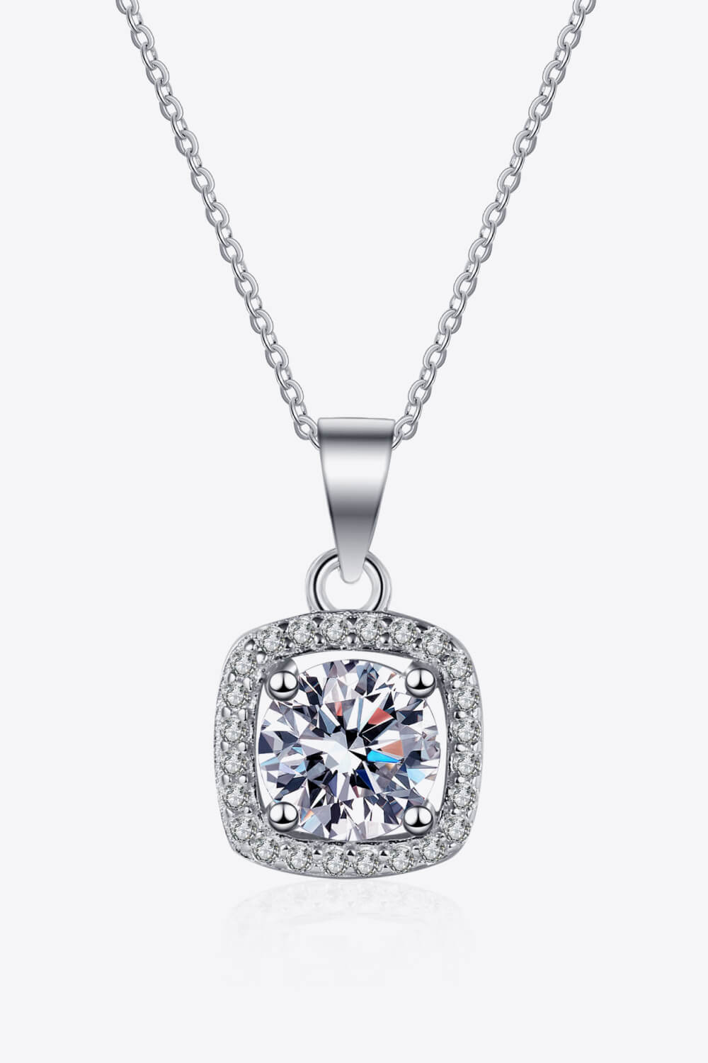 Moissanite Square Pendant Chain Necklace BLUE ZONE PLANET