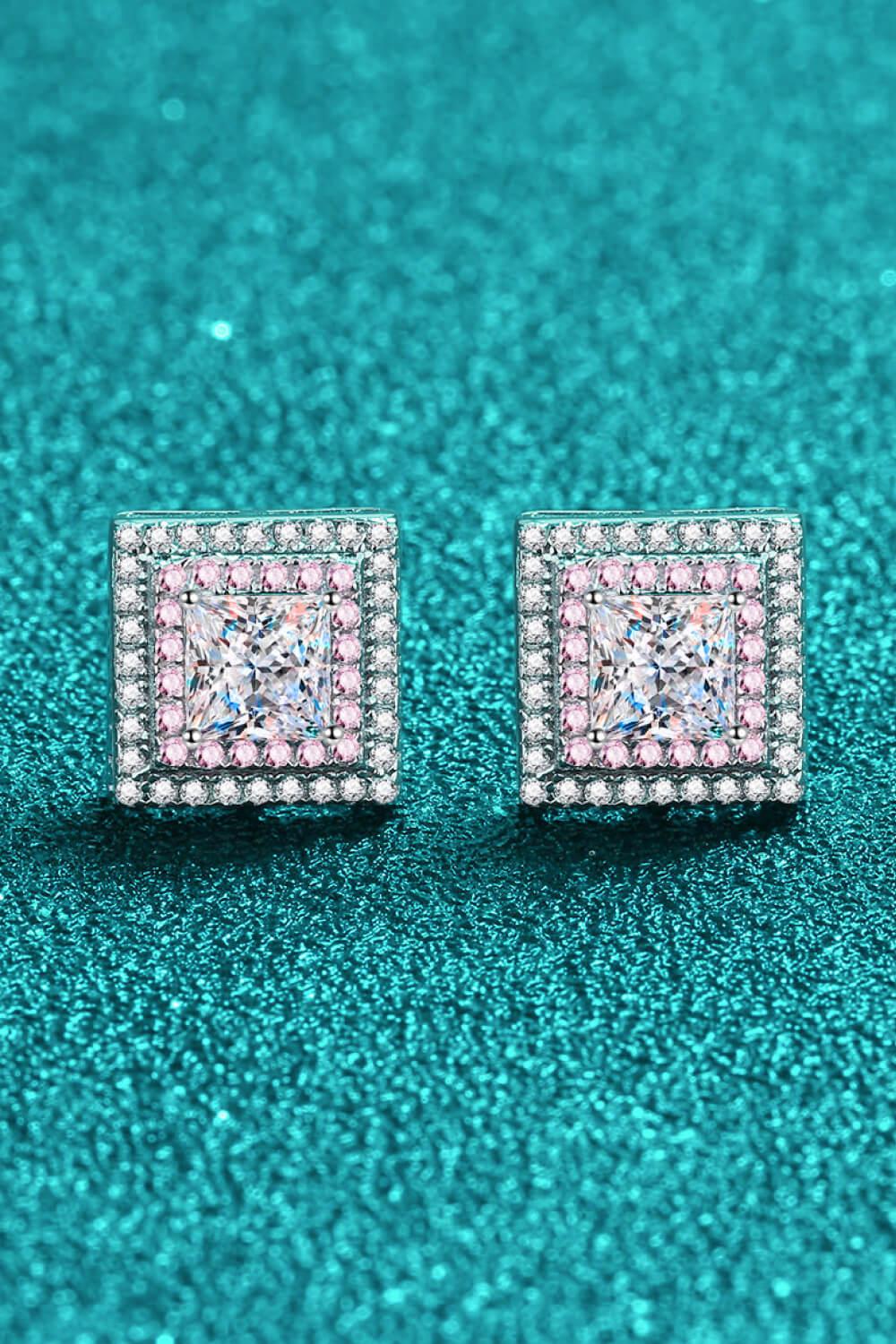 Moissanite Square Stud Earrings BLUE ZONE PLANET