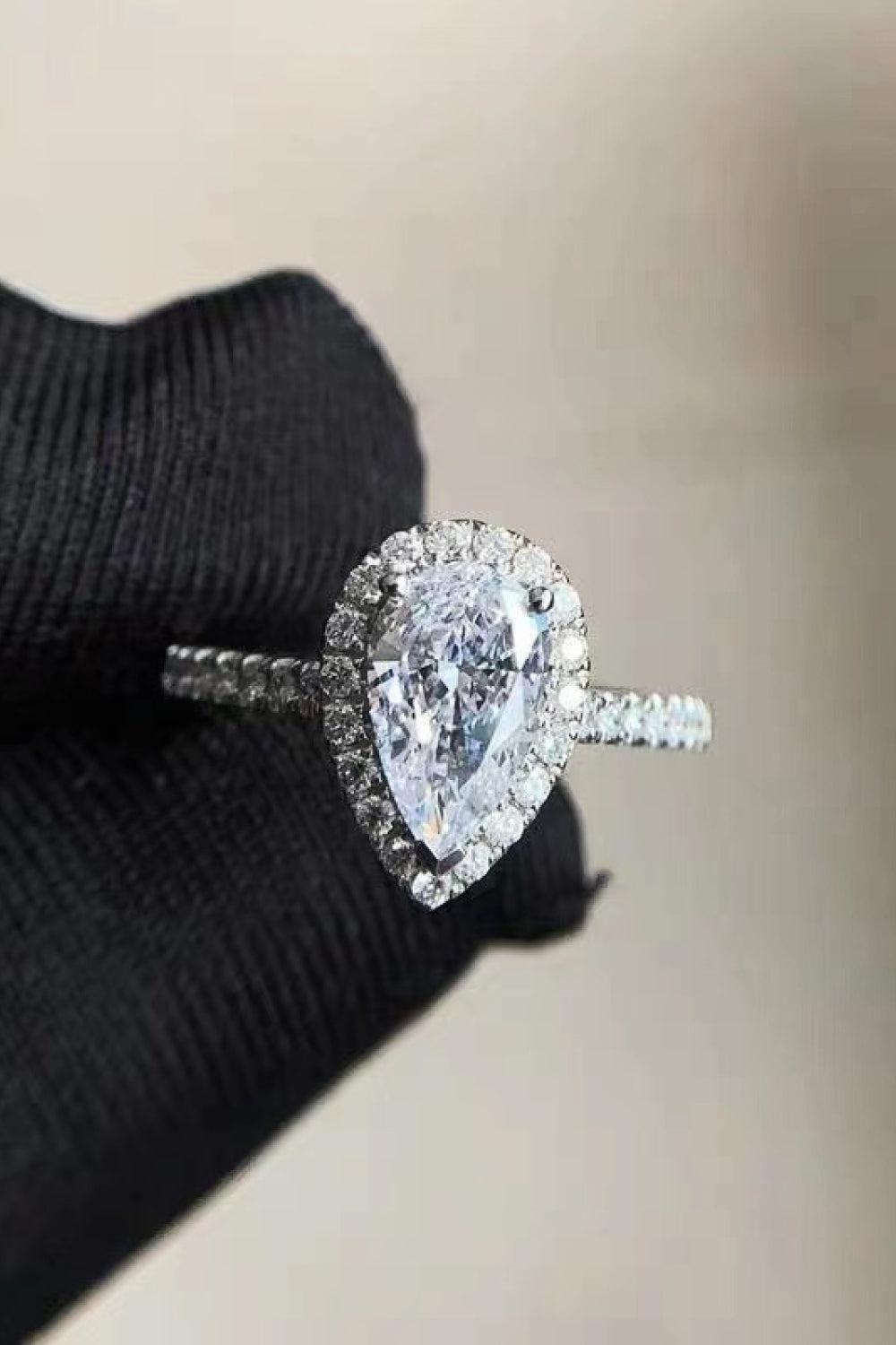 Moissanite Teardrop Cluster Ring BLUE ZONE PLANET