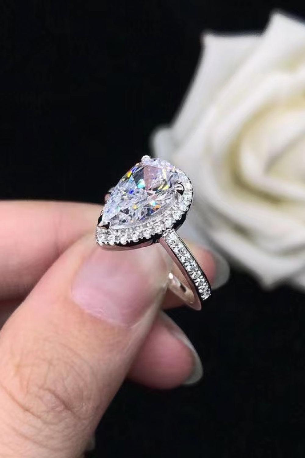 Moissanite Teardrop Cluster Ring BLUE ZONE PLANET