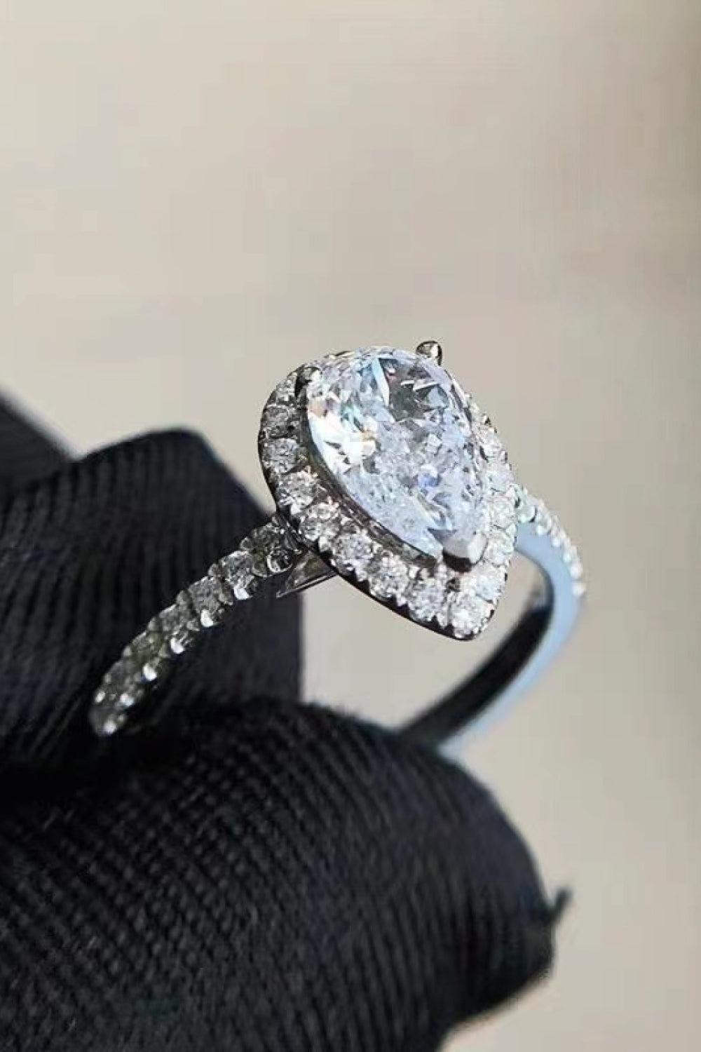 Moissanite Teardrop Cluster Ring BLUE ZONE PLANET