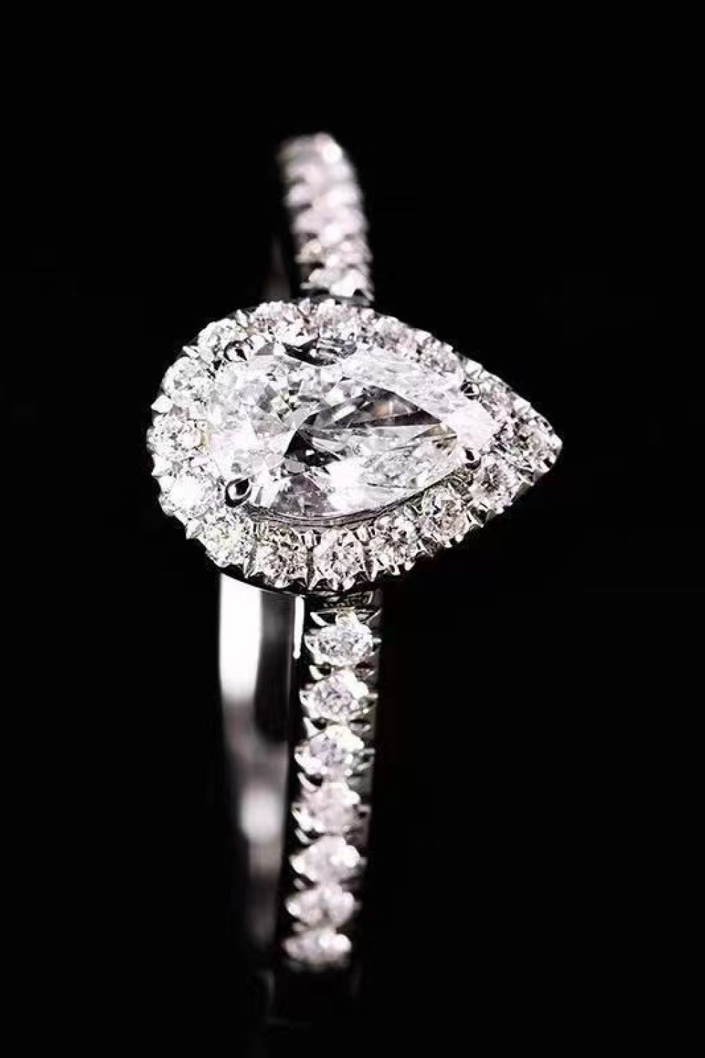 Moissanite Teardrop Cluster Ring BLUE ZONE PLANET