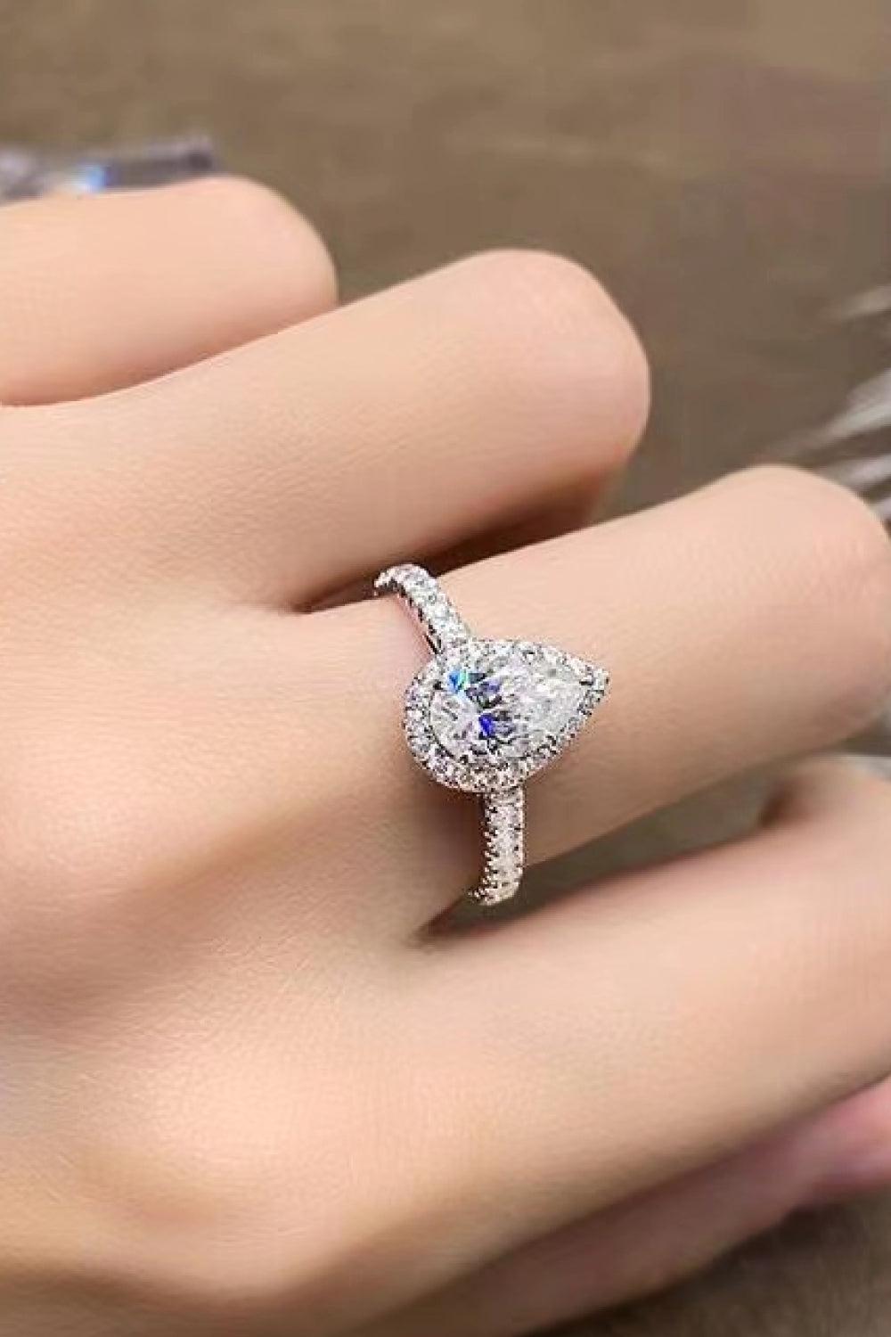 Moissanite Teardrop Cluster Ring BLUE ZONE PLANET