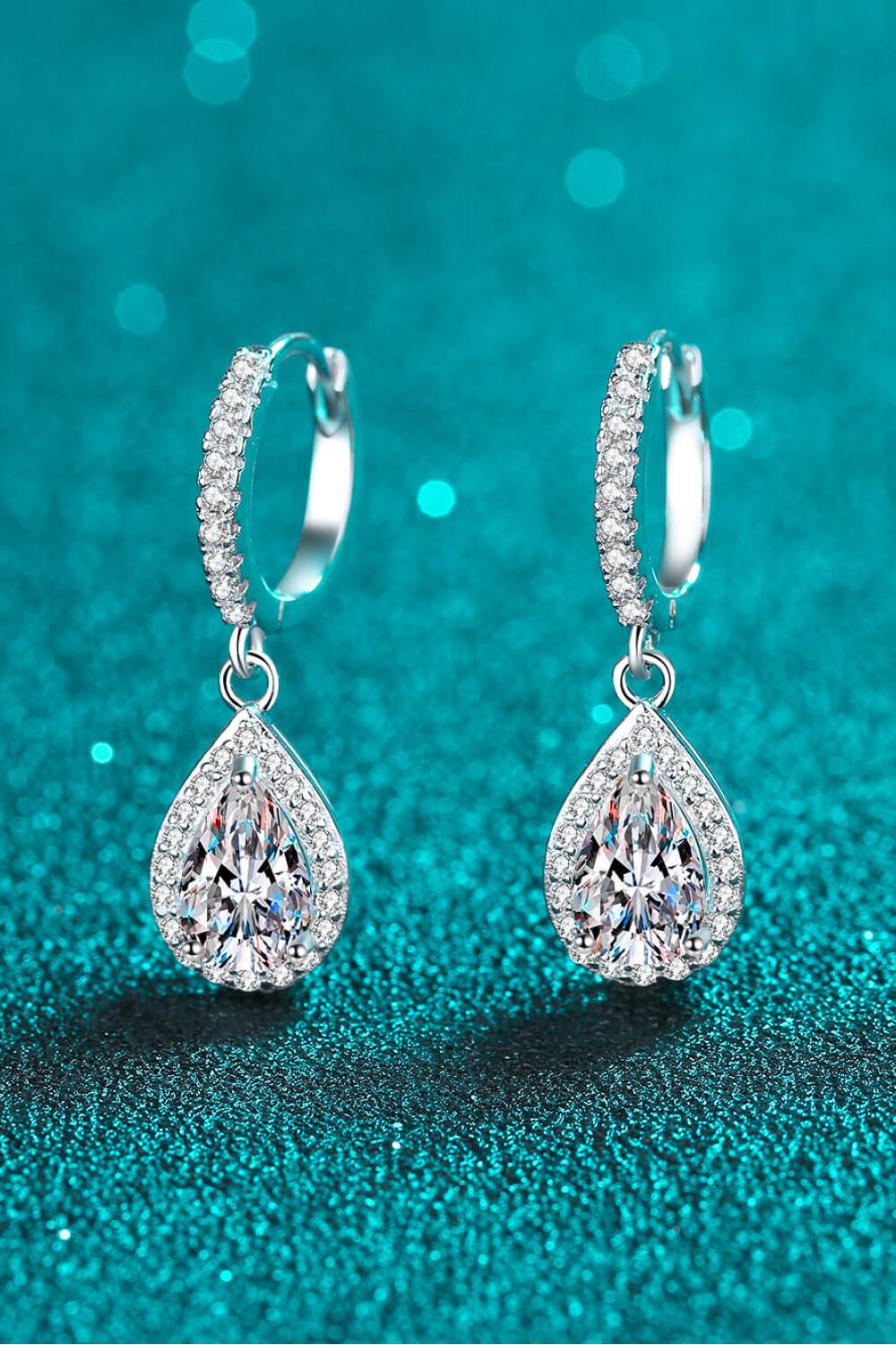 Moissanite Teardrop Earrings BLUE ZONE PLANET
