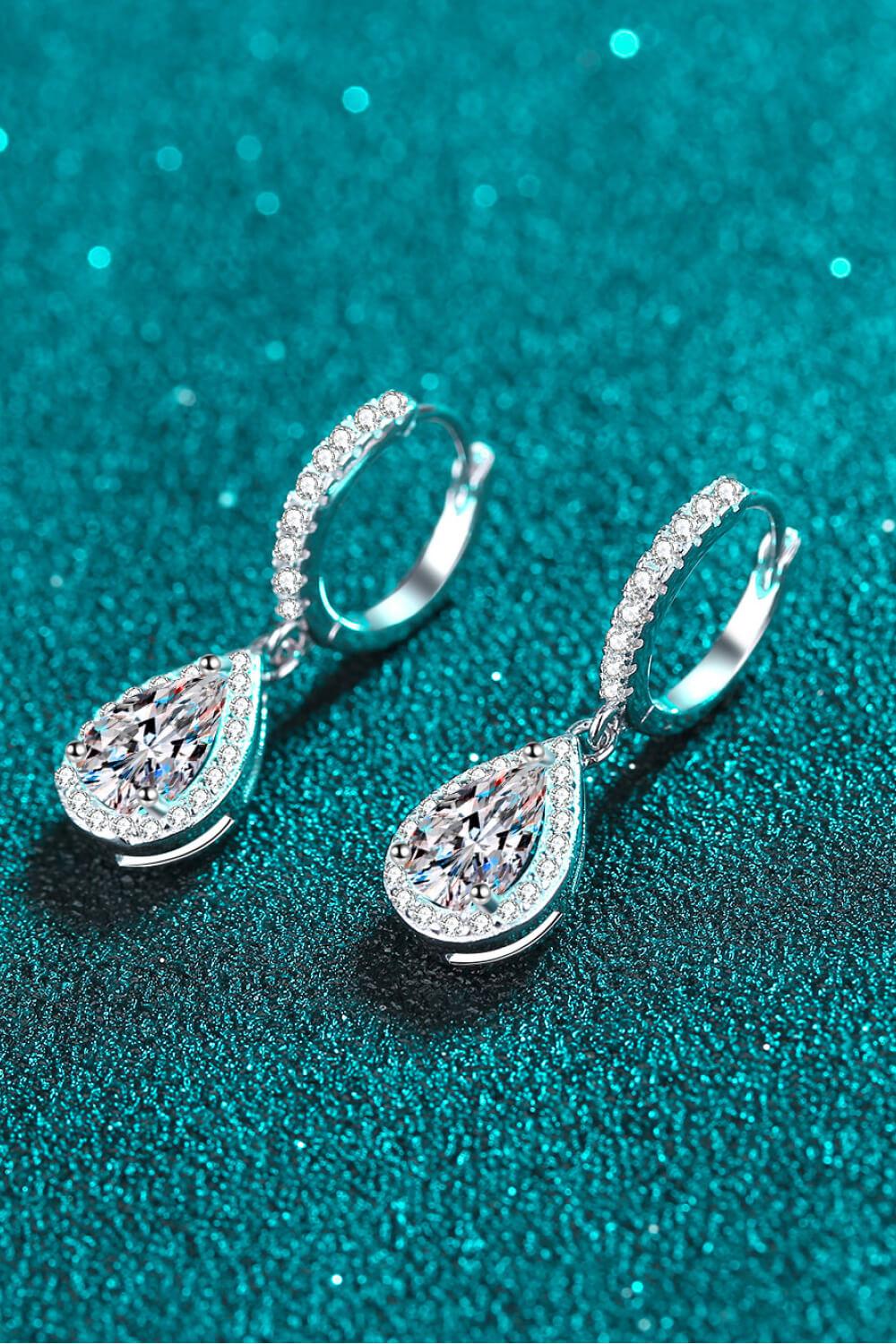 Moissanite Teardrop Earrings BLUE ZONE PLANET