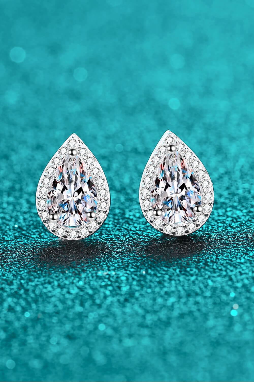 Moissanite Teardrop Stud Earrings BLUE ZONE PLANET