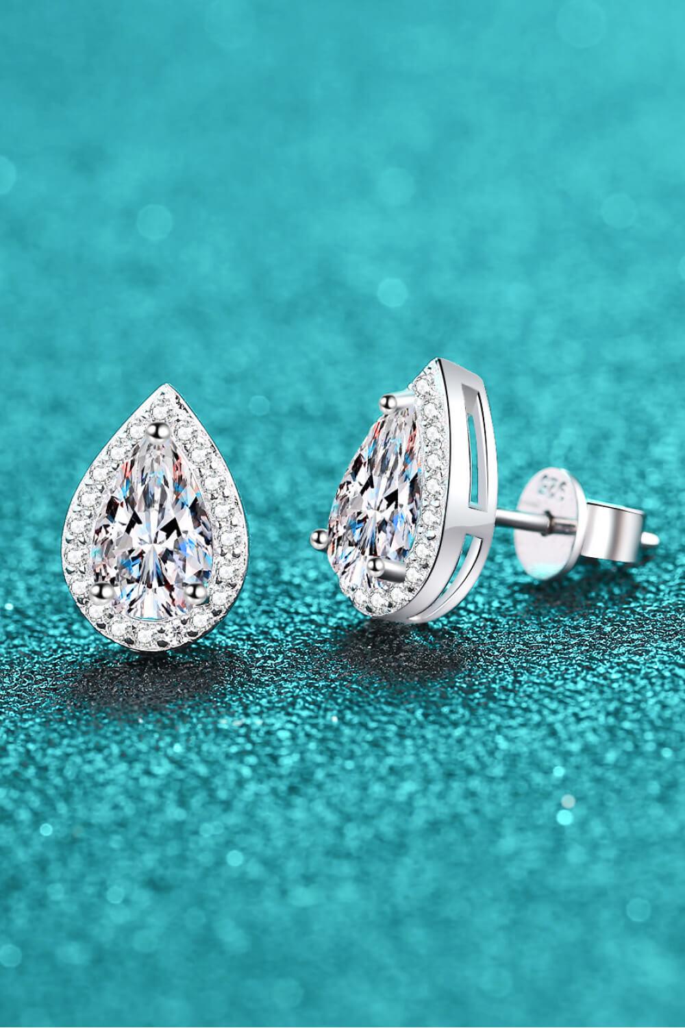 Moissanite Teardrop Stud Earrings BLUE ZONE PLANET
