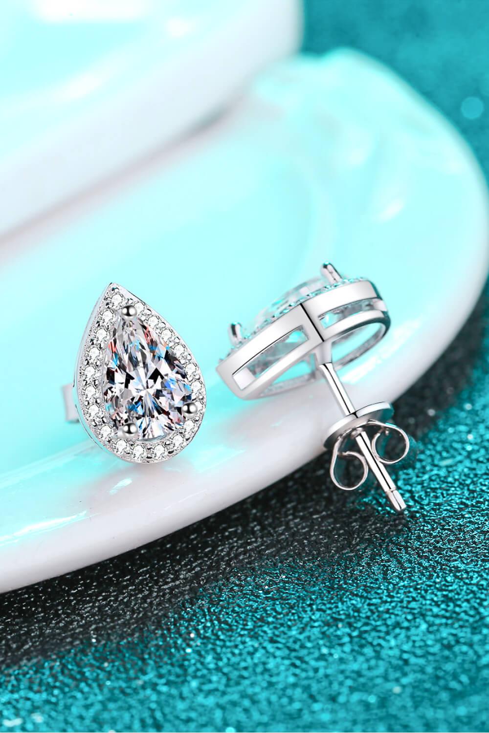 Moissanite Teardrop Stud Earrings BLUE ZONE PLANET