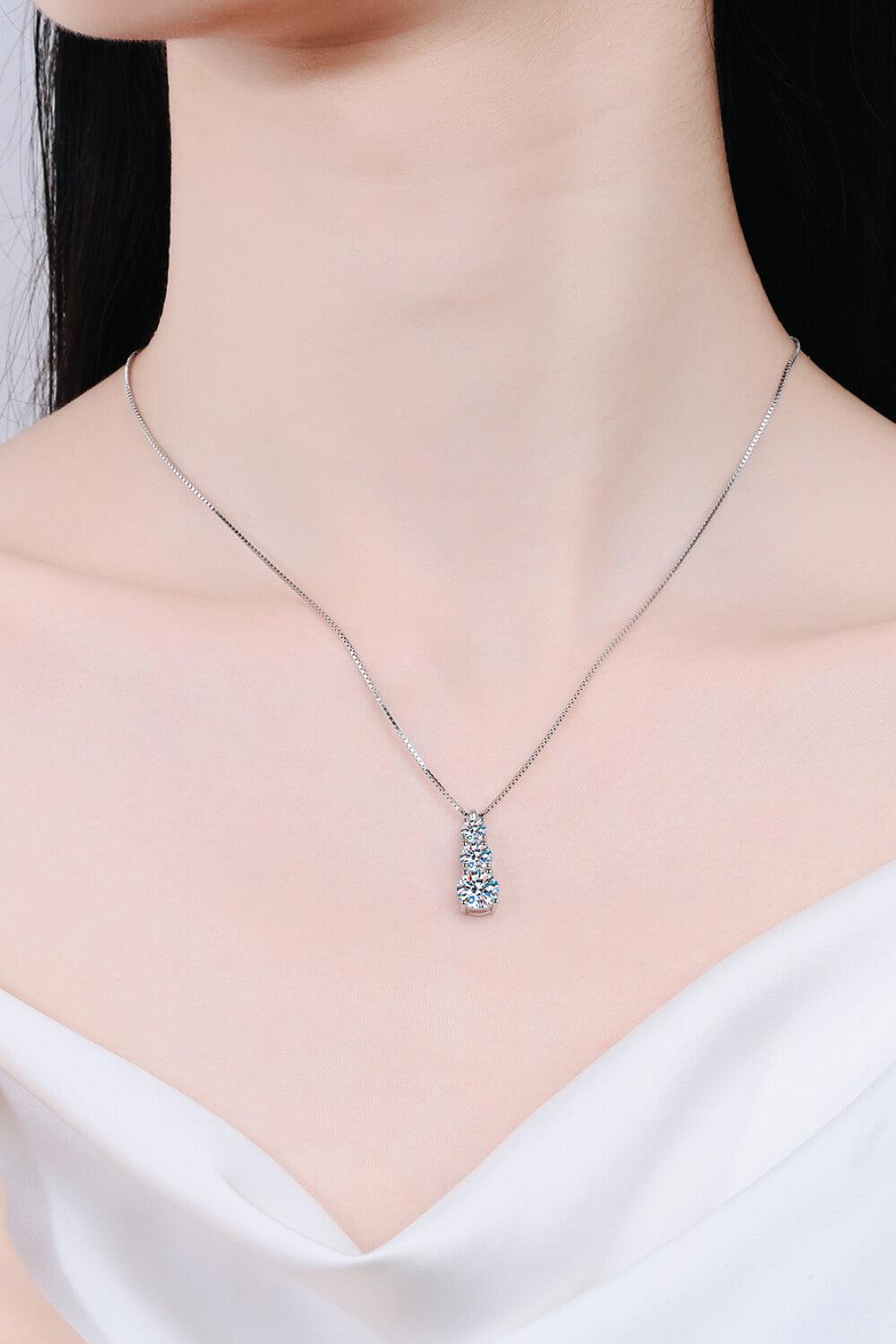 Moissanite Triple-Pendant Necklace BLUE ZONE PLANET