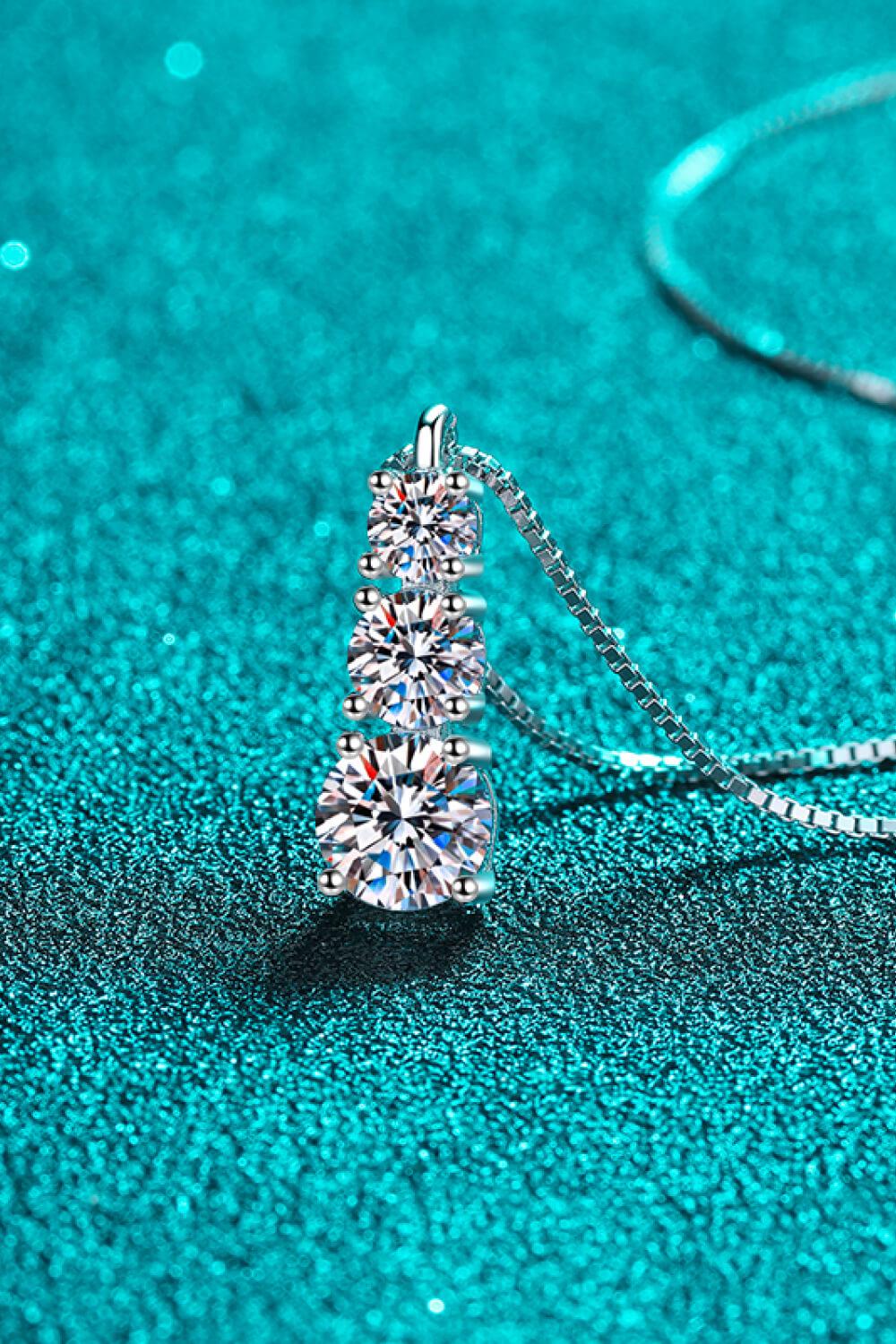 Moissanite Triple-Pendant Necklace BLUE ZONE PLANET