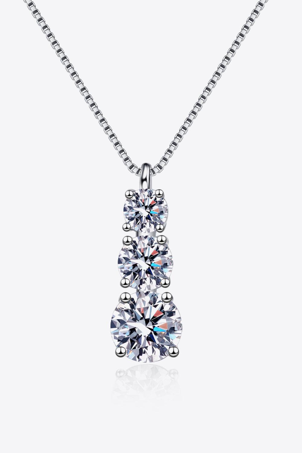 Moissanite Triple-Pendant Necklace BLUE ZONE PLANET