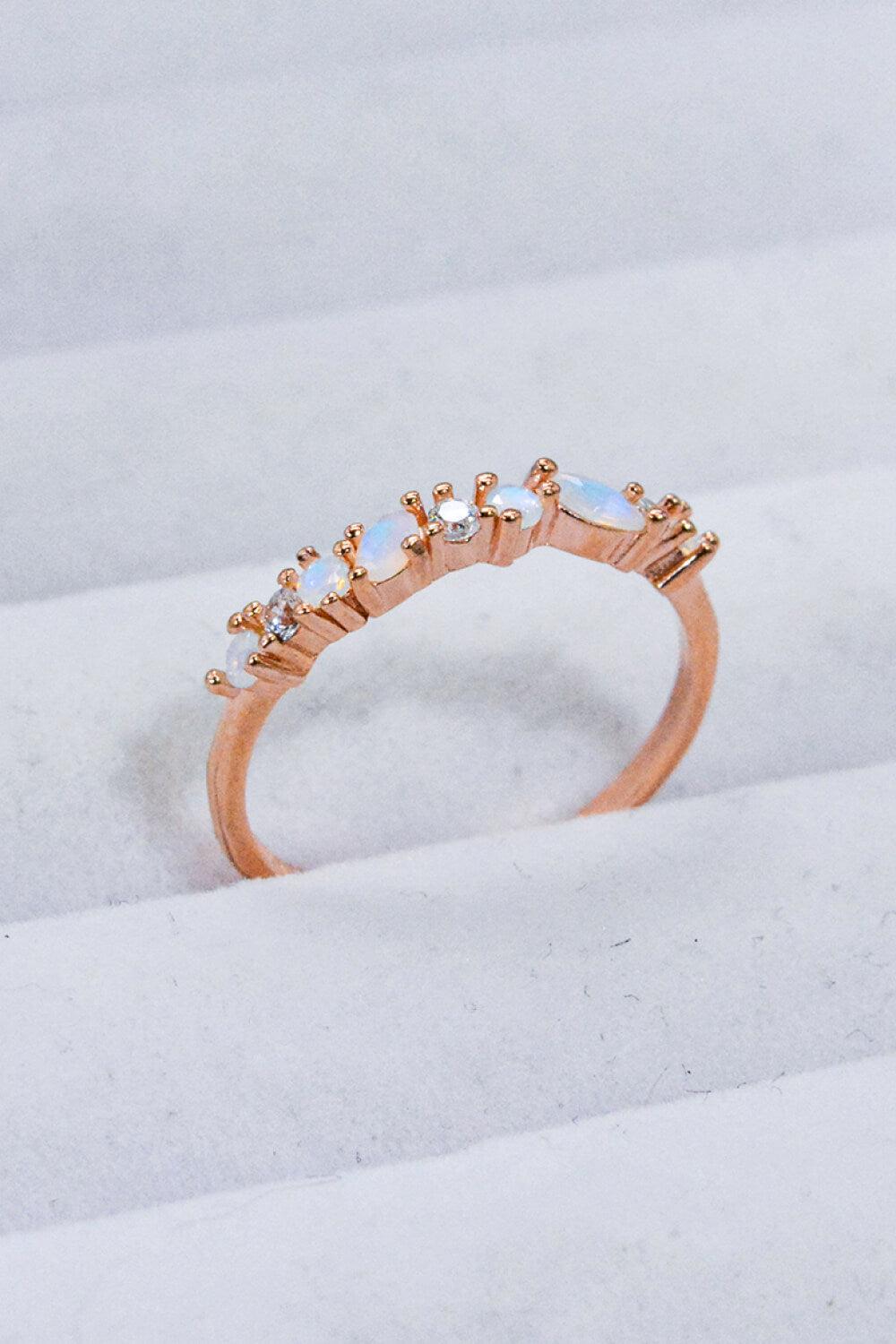 Moonstone and Zircon Decor Ring BLUE ZONE PLANET
