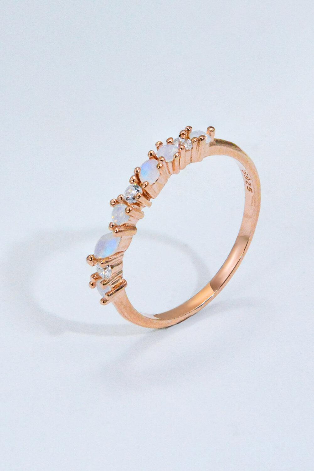 Moonstone and Zircon Decor Ring BLUE ZONE PLANET
