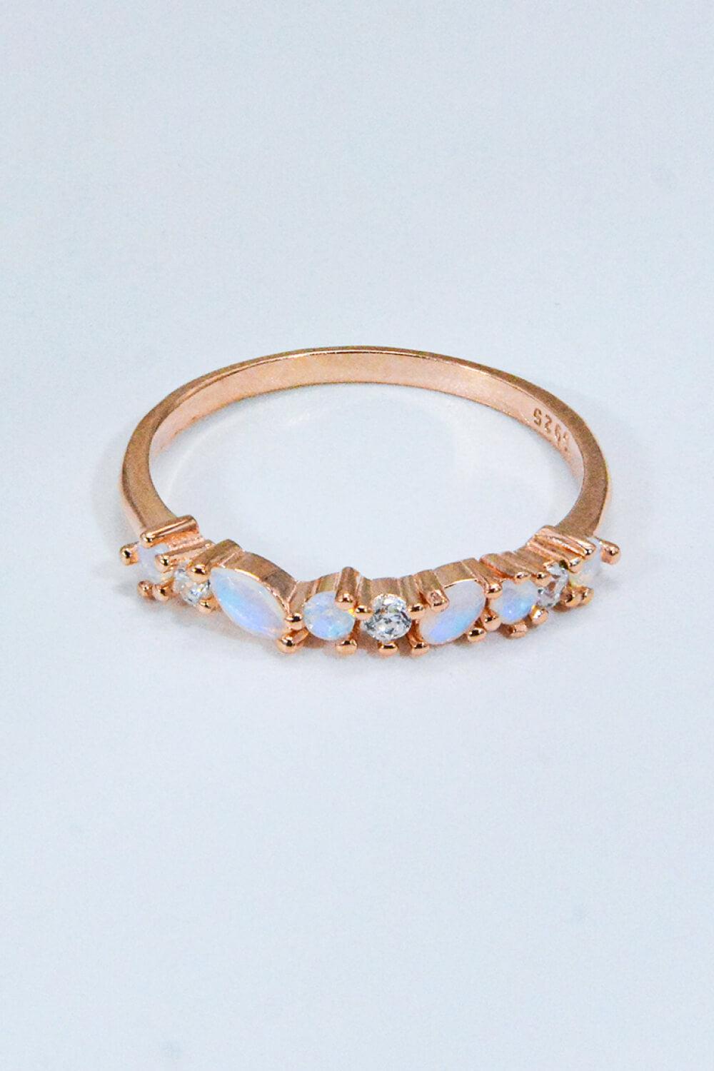 Moonstone and Zircon Decor Ring BLUE ZONE PLANET