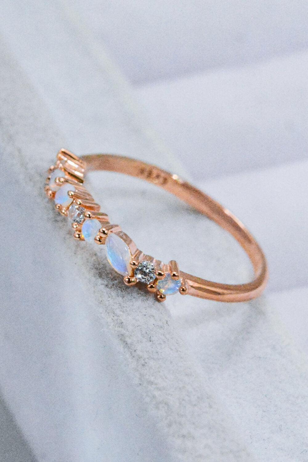 Moonstone and Zircon Decor Ring BLUE ZONE PLANET