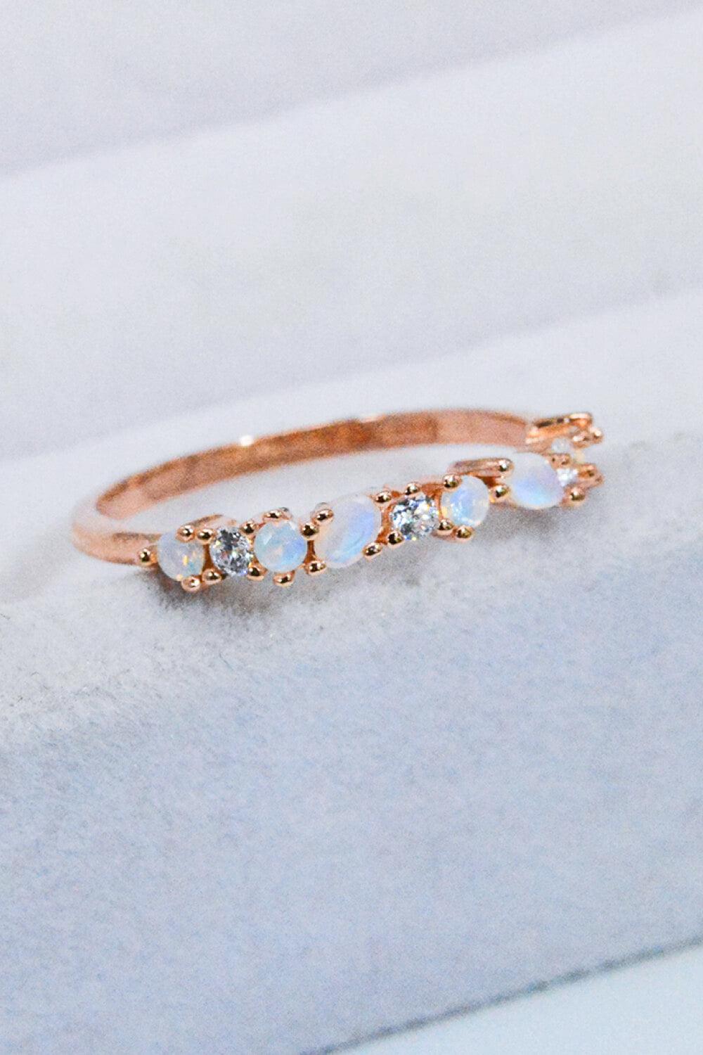 Moonstone and Zircon Decor Ring BLUE ZONE PLANET