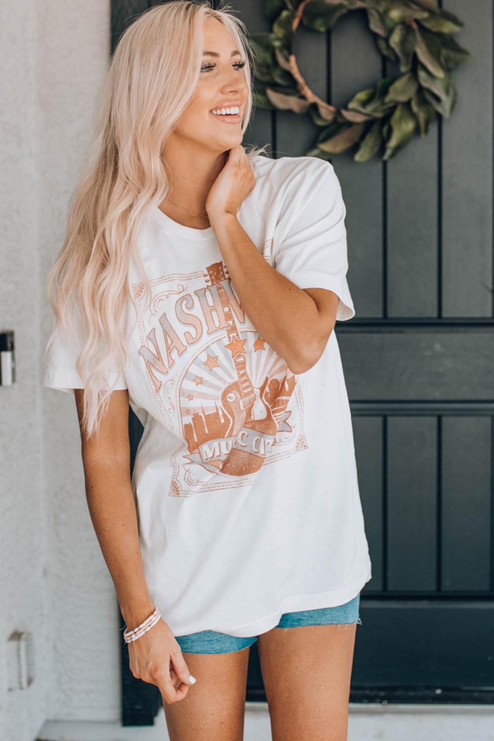 NASHVILLE MUSIC CITY Graphic T-Shirt BLUE ZONE PLANET
