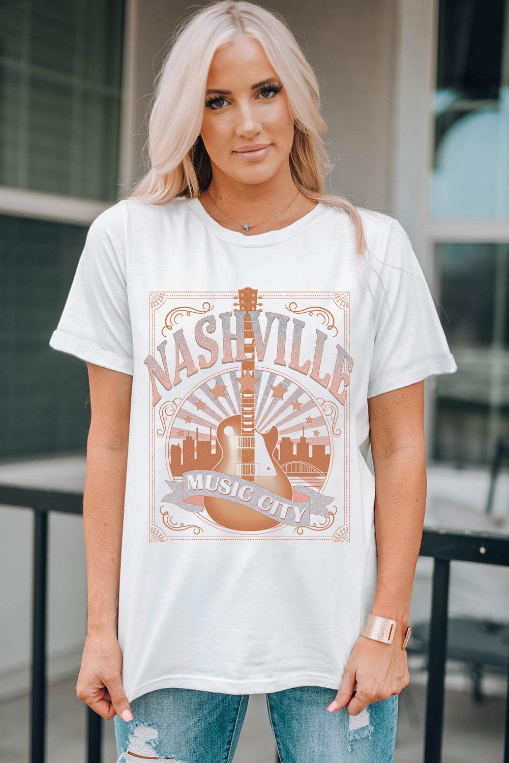 NASHVILLE MUSIC CITY Graphic T-Shirt BLUE ZONE PLANET