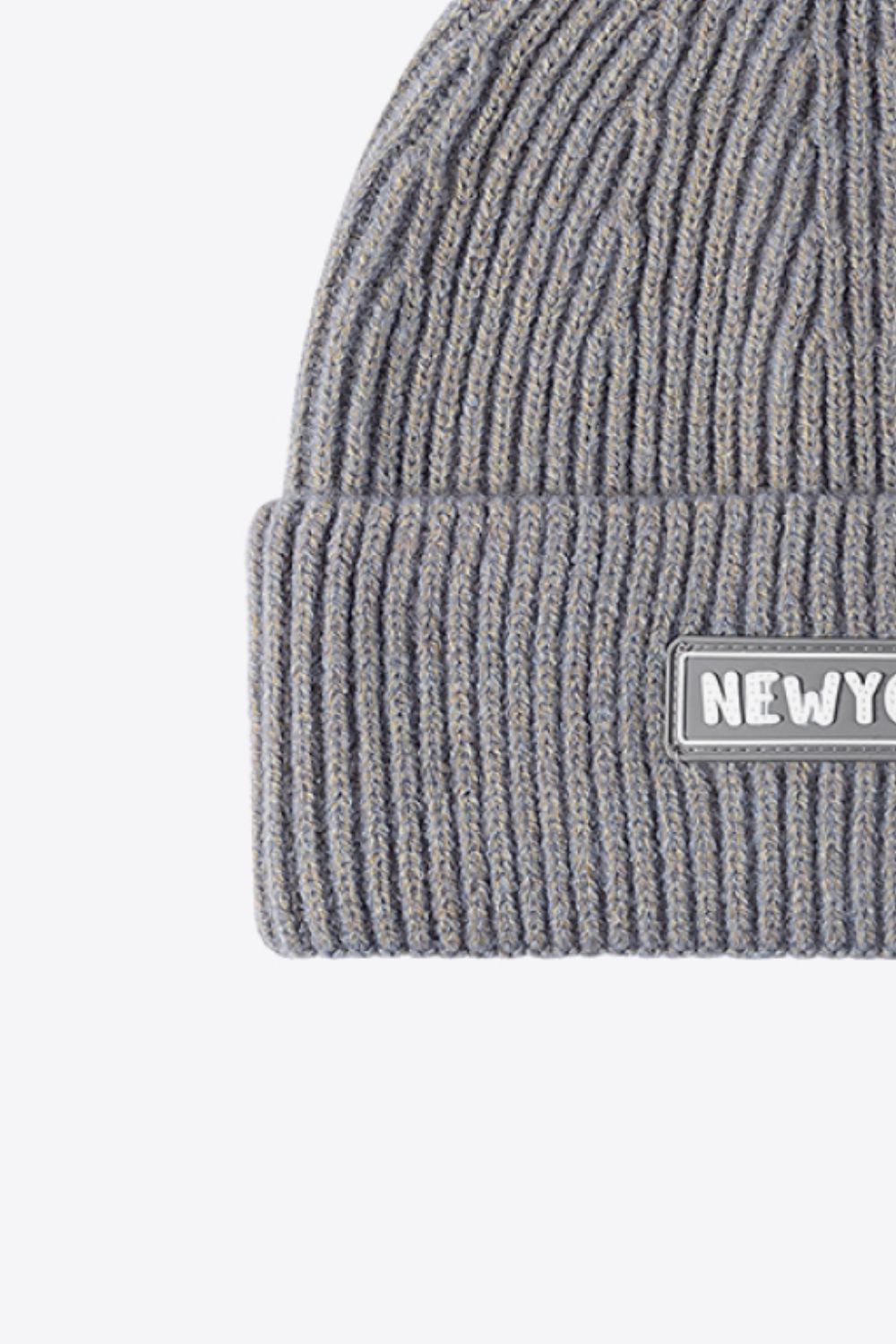 NEWYORK Patch Rib-Knit Cuffed Beanie BLUE ZONE PLANET