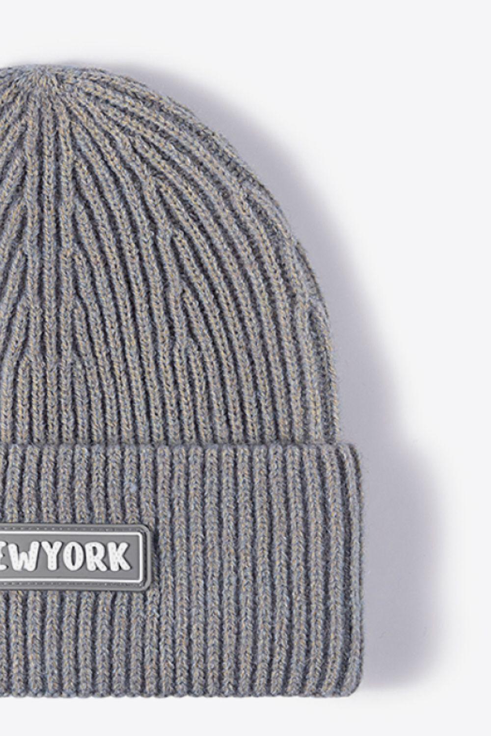 NEWYORK Patch Rib-Knit Cuffed Beanie BLUE ZONE PLANET