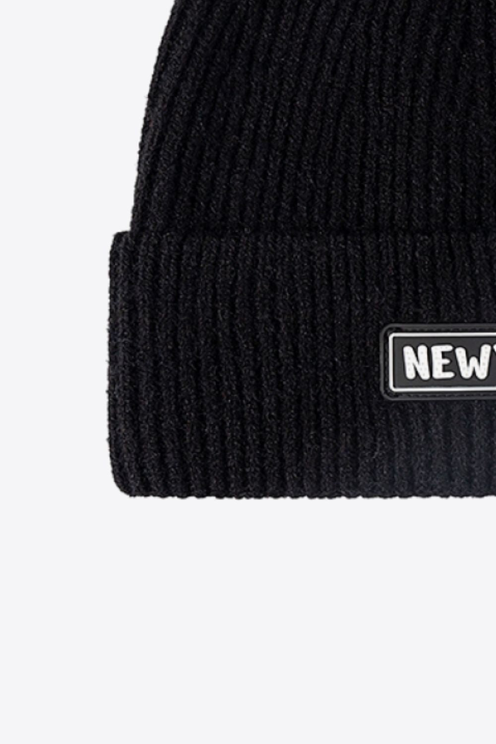 NEWYORK Patch Rib-Knit Cuffed Beanie BLUE ZONE PLANET