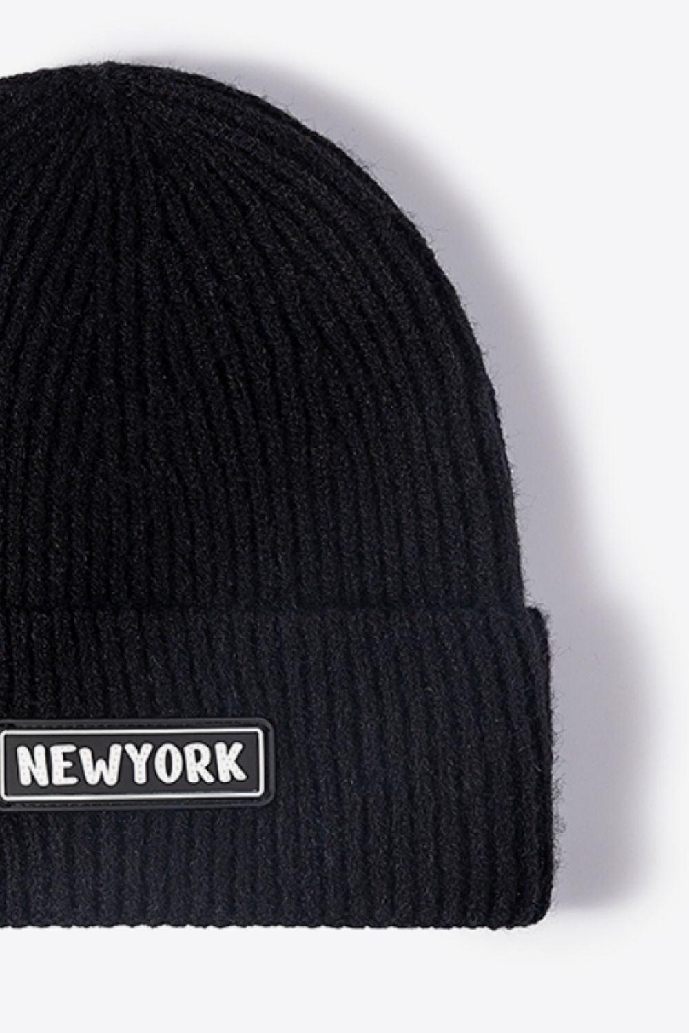 NEWYORK Patch Rib-Knit Cuffed Beanie BLUE ZONE PLANET