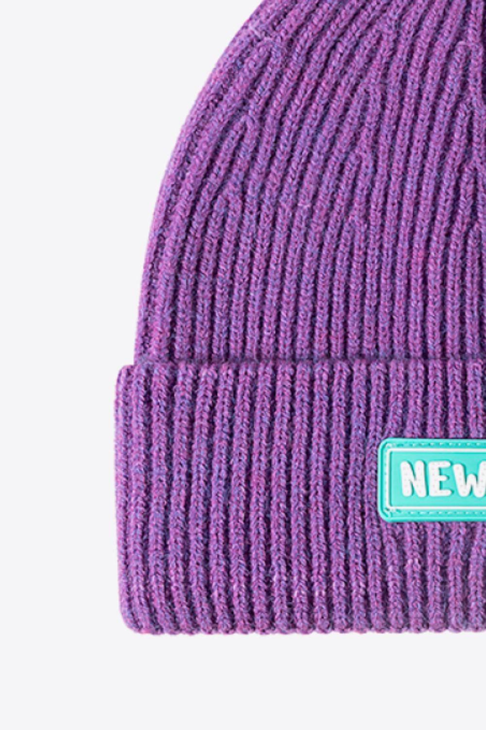NEWYORK Patch Rib-Knit Cuffed Beanie BLUE ZONE PLANET