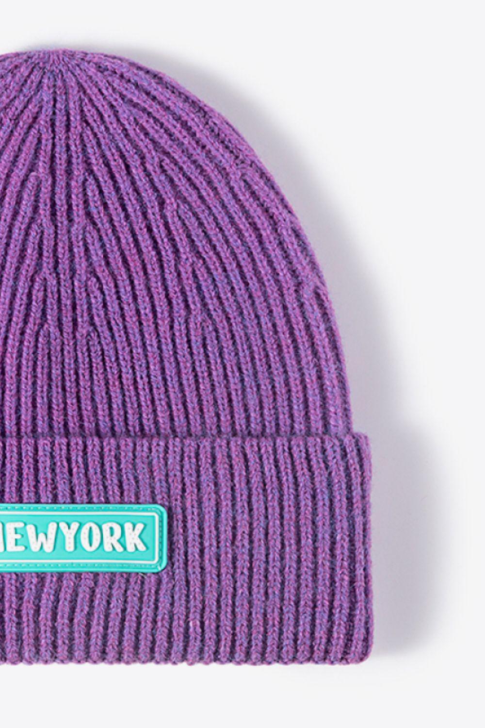 NEWYORK Patch Rib-Knit Cuffed Beanie BLUE ZONE PLANET