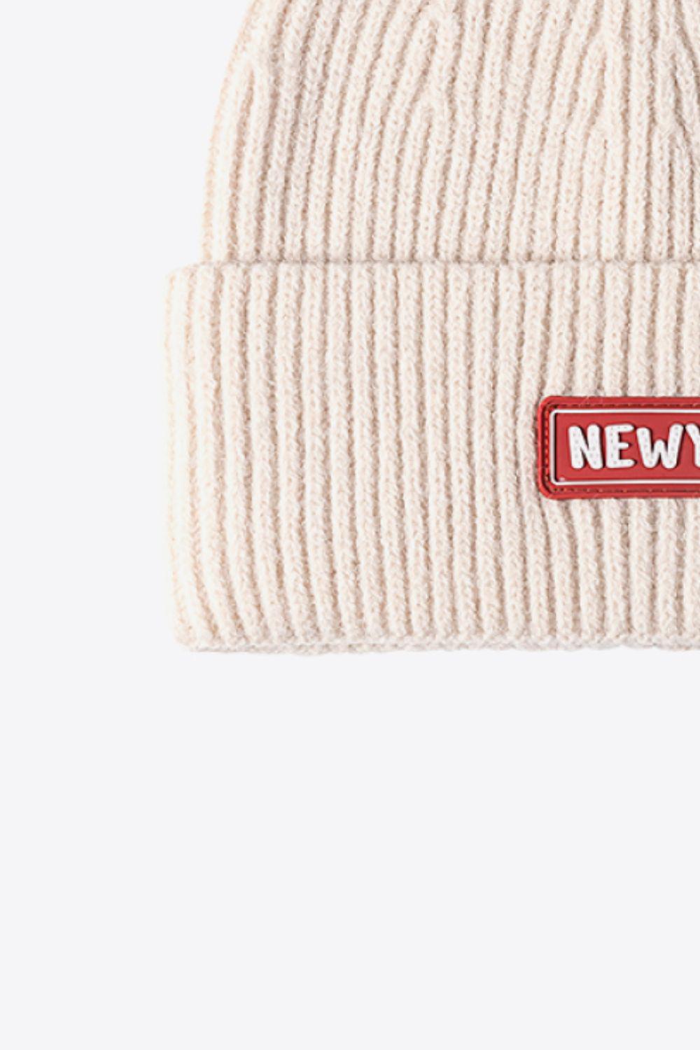 NEWYORK Patch Rib-Knit Cuffed Beanie BLUE ZONE PLANET