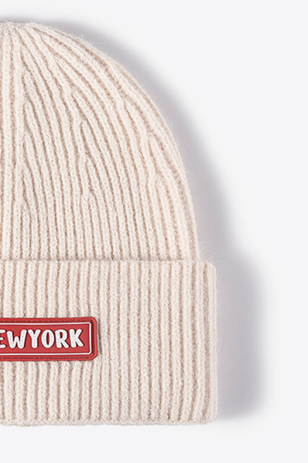NEWYORK Patch Rib-Knit Cuffed Beanie BLUE ZONE PLANET