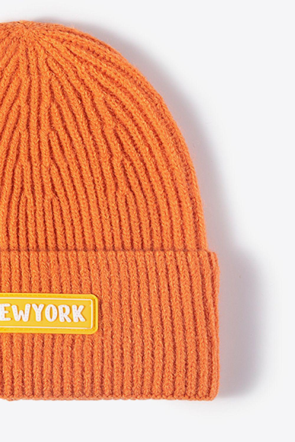 NEWYORK Patch Rib-Knit Cuffed Beanie BLUE ZONE PLANET