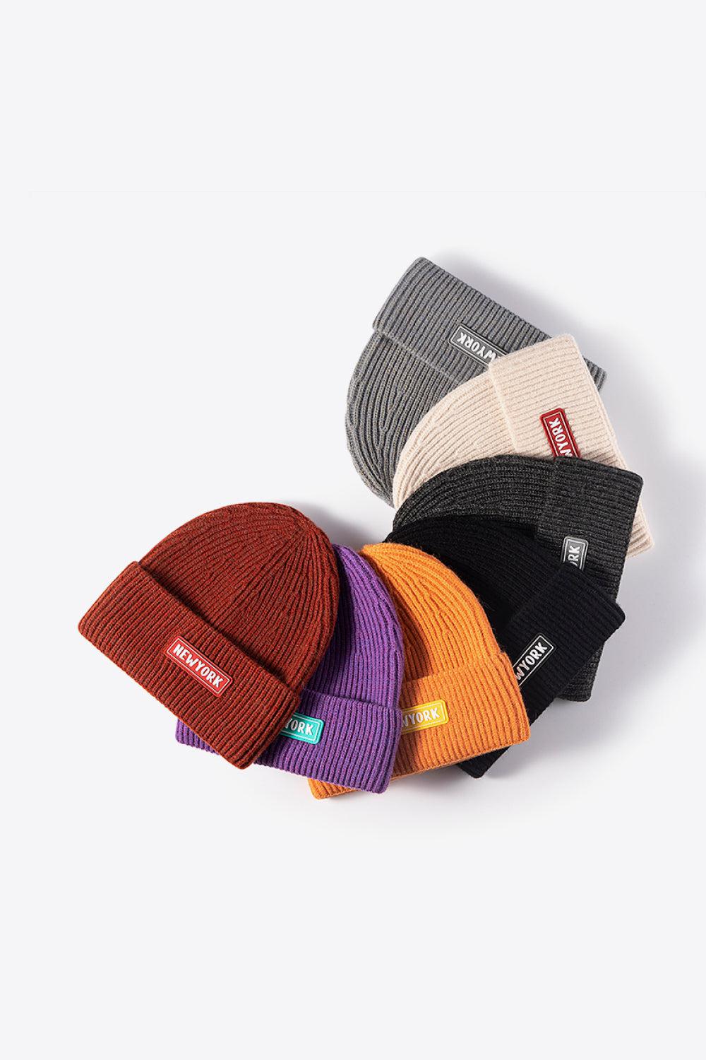 NEWYORK Patch Rib-Knit Cuffed Beanie BLUE ZONE PLANET