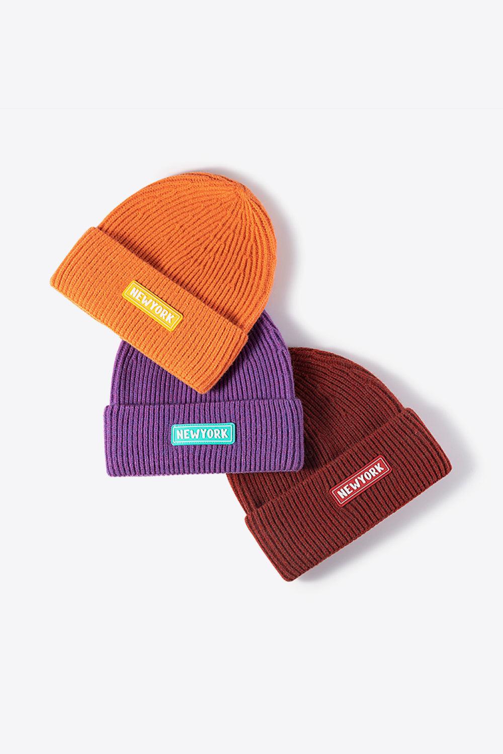 NEWYORK Patch Rib-Knit Cuffed Beanie BLUE ZONE PLANET
