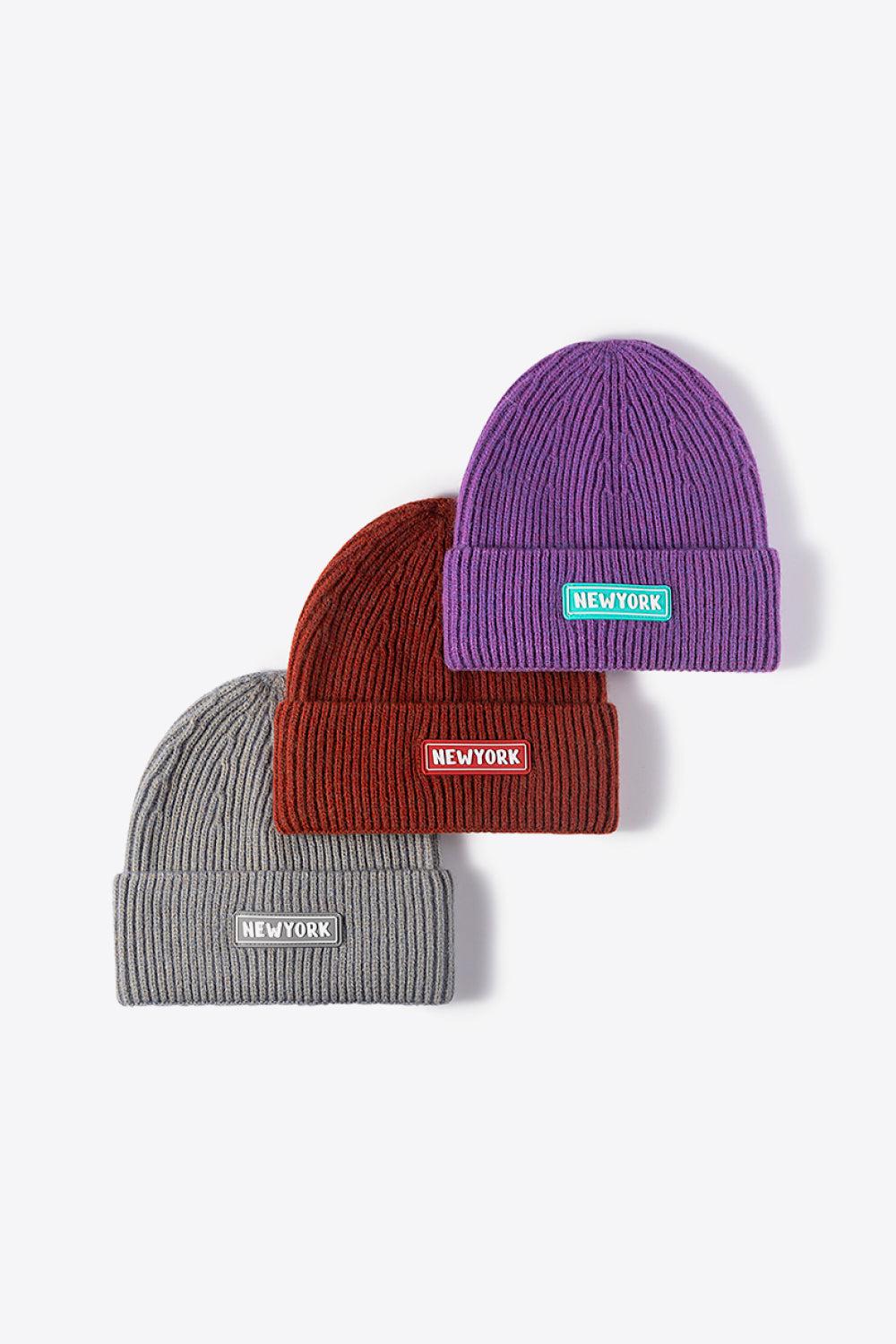 NEWYORK Patch Rib-Knit Cuffed Beanie BLUE ZONE PLANET