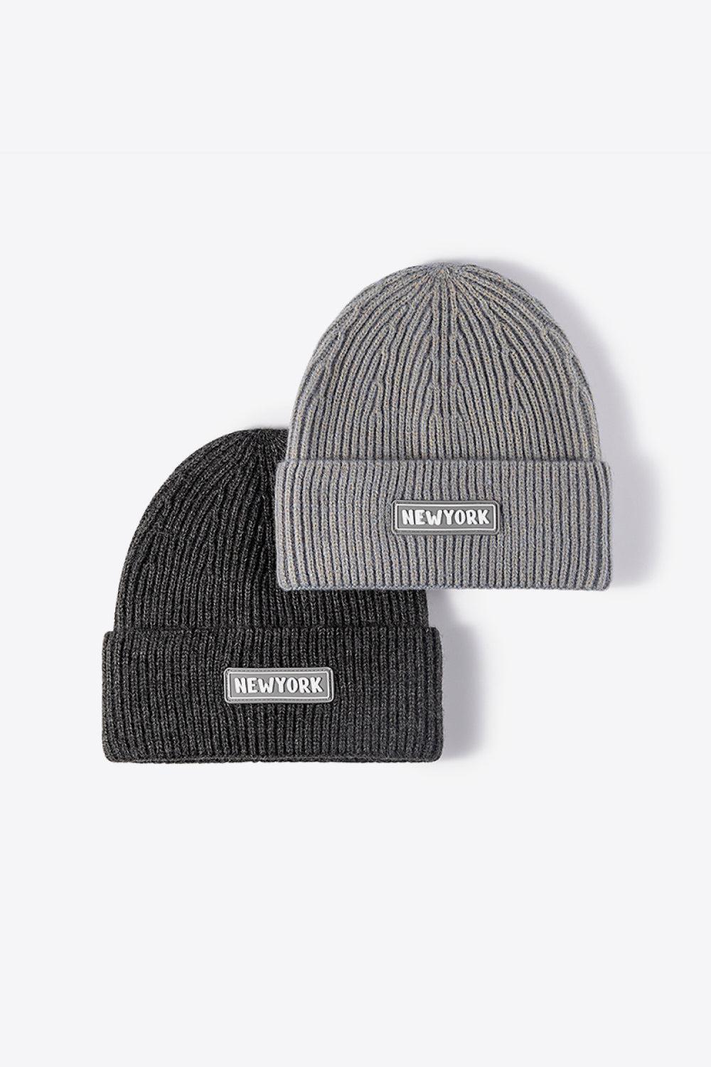 NEWYORK Patch Rib-Knit Cuffed Beanie BLUE ZONE PLANET