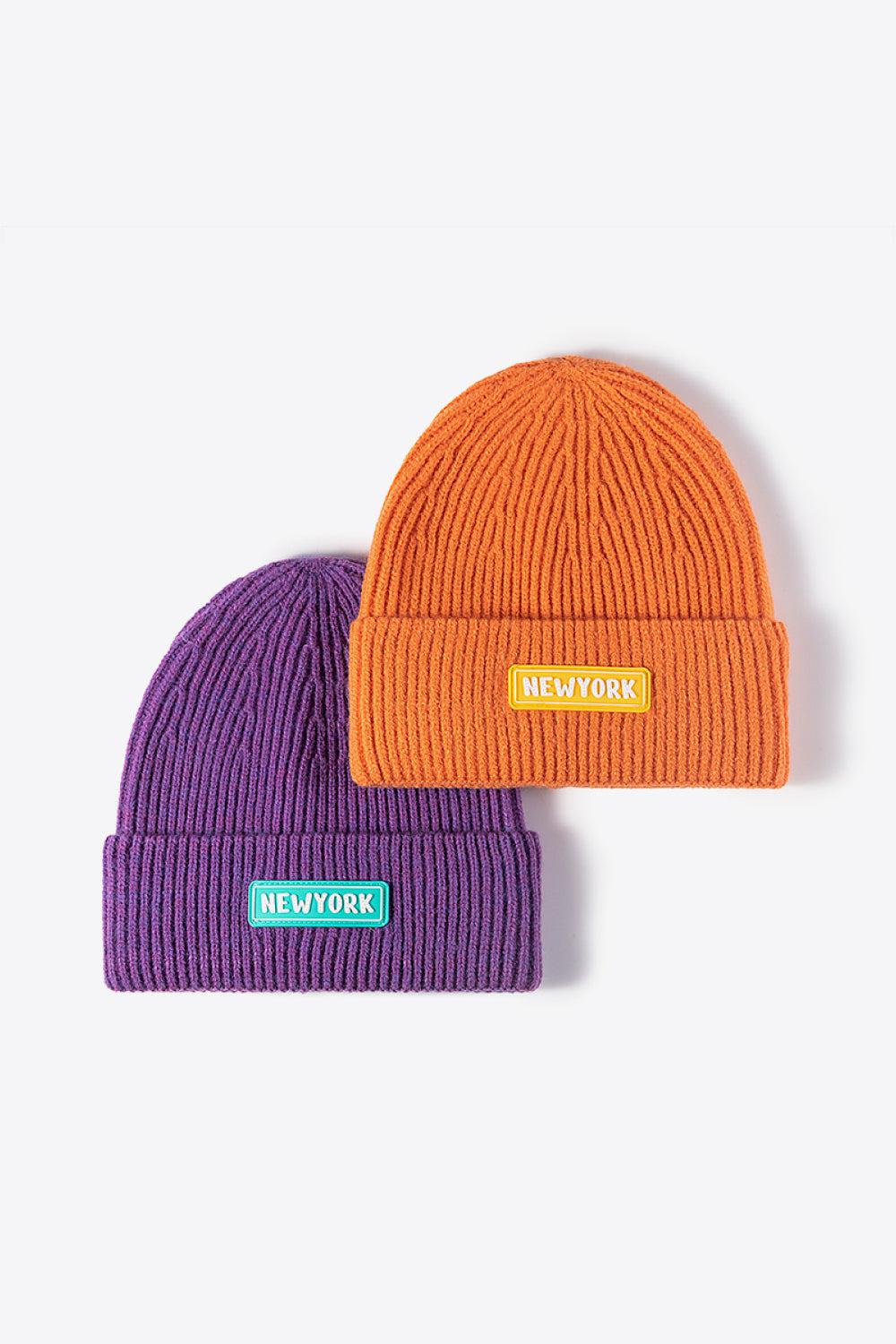 NEWYORK Patch Rib-Knit Cuffed Beanie BLUE ZONE PLANET