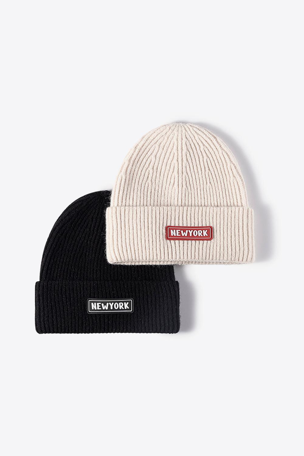 NEWYORK Patch Rib-Knit Cuffed Beanie BLUE ZONE PLANET
