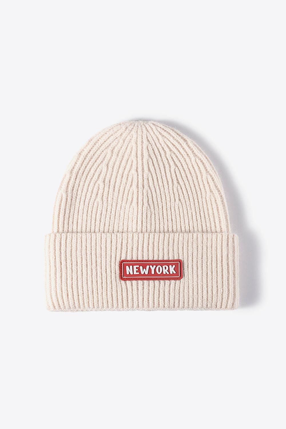 NEWYORK Patch Rib-Knit Cuffed Beanie BLUE ZONE PLANET
