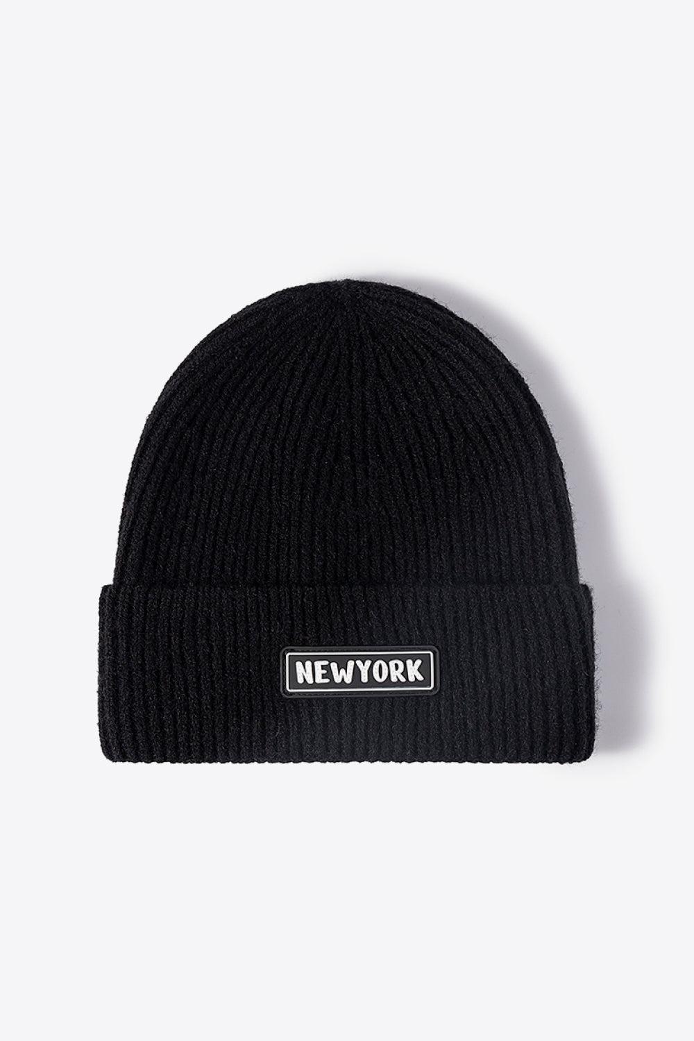 NEWYORK Patch Rib-Knit Cuffed Beanie BLUE ZONE PLANET